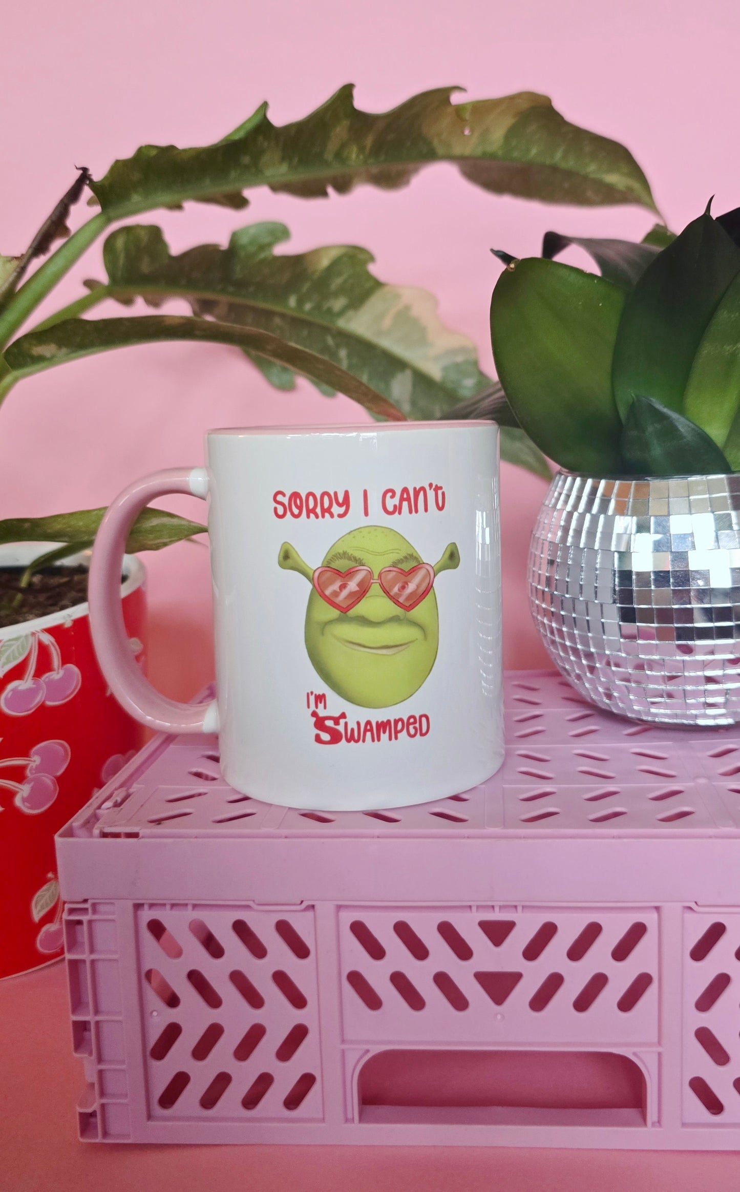 Shrek Inspired Handrawn Ceramic Pink Mug