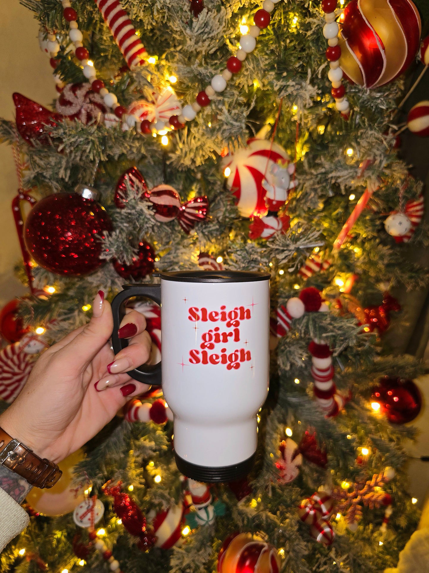 Sleigh Girl Sleigh Christmas Travel Mug