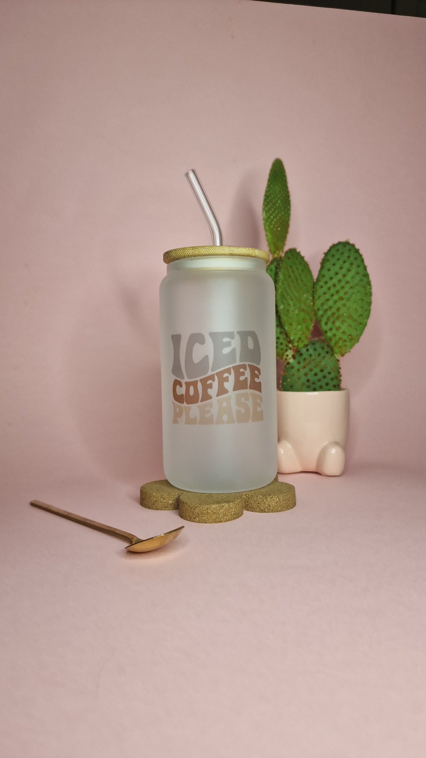 Iced Coffee Please Unisex Glass | 16oz Glass Can Tumbler