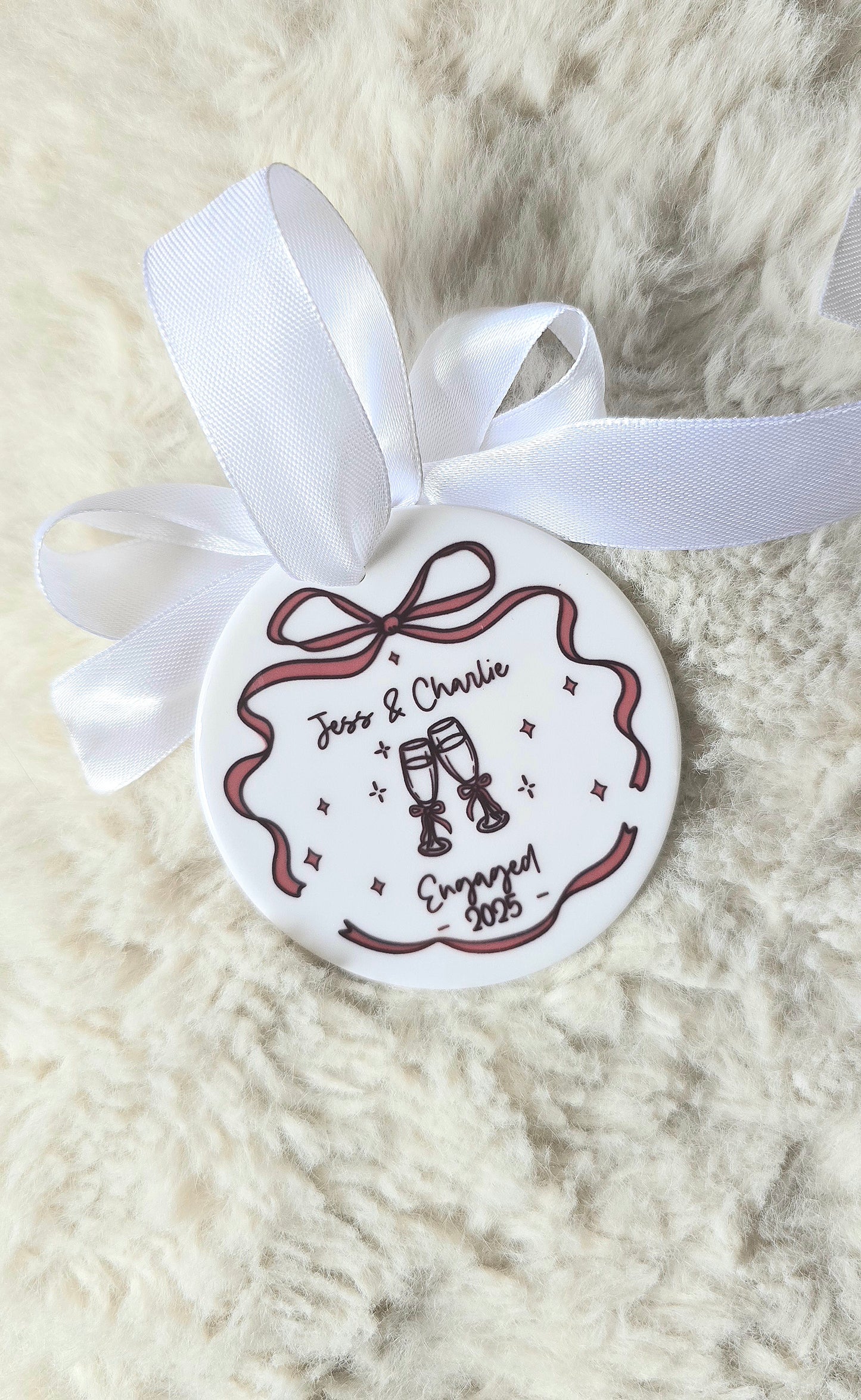 Engaged Hanging Bow Decoration Christmas Bauble