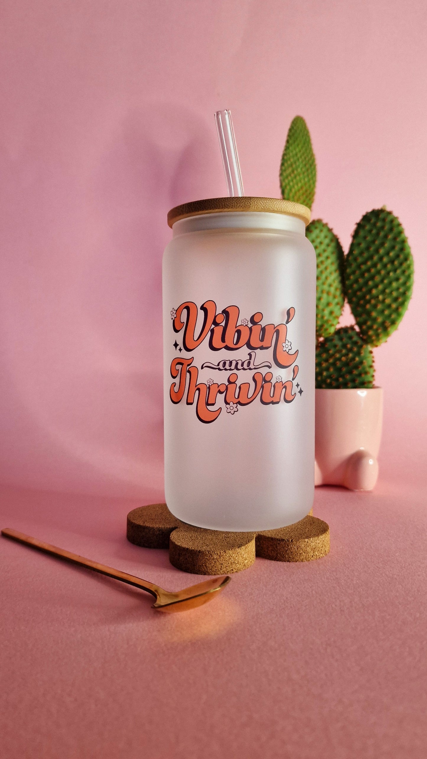 Vibing & Thriving | 16oz Glass Can Tumbler