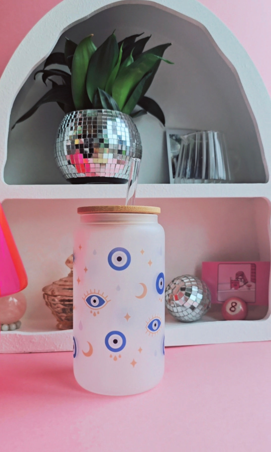 Blue Evil Eye Protection Glass | Glass Can Tumbler