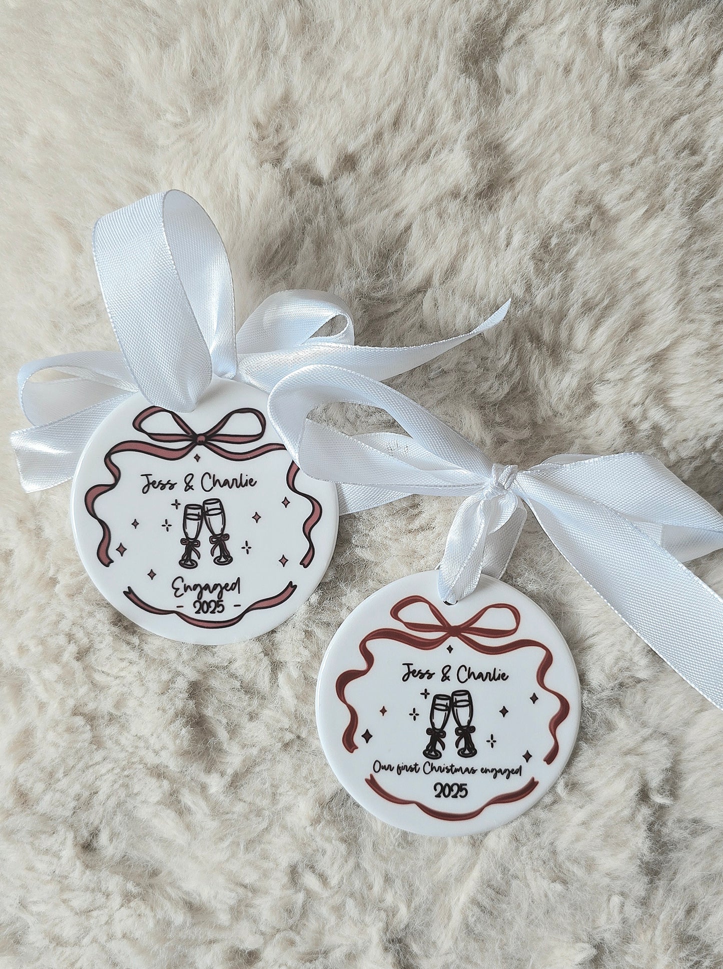 Engaged Hanging Bow Decoration Christmas Bauble
