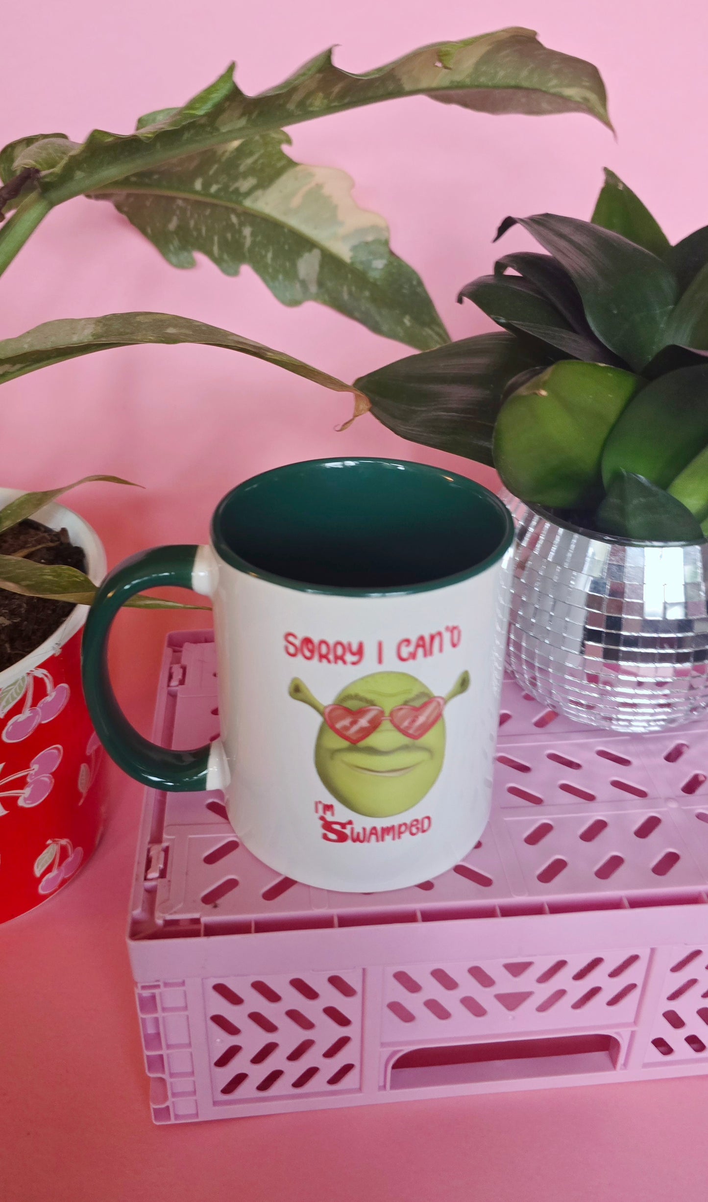 Shrek Inspired Handrawn Ceramic Pink Mug