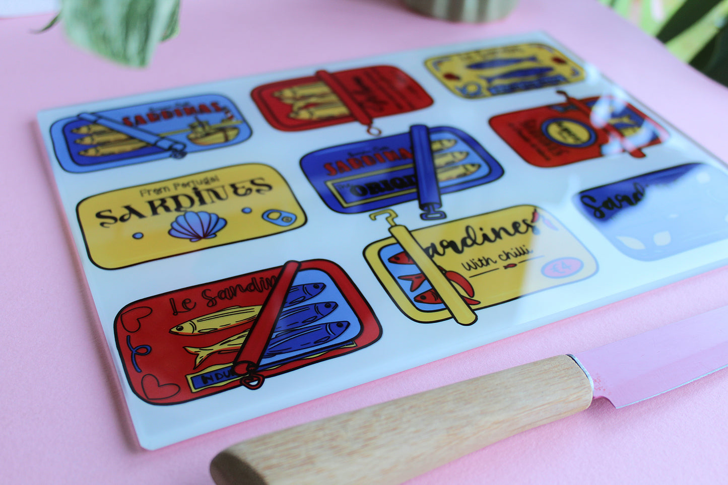 Traditional Sardine Glass Chopping Board
