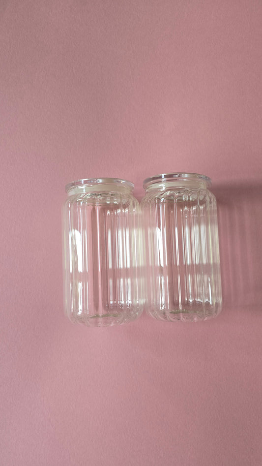 *sale* clear ribbed glasses