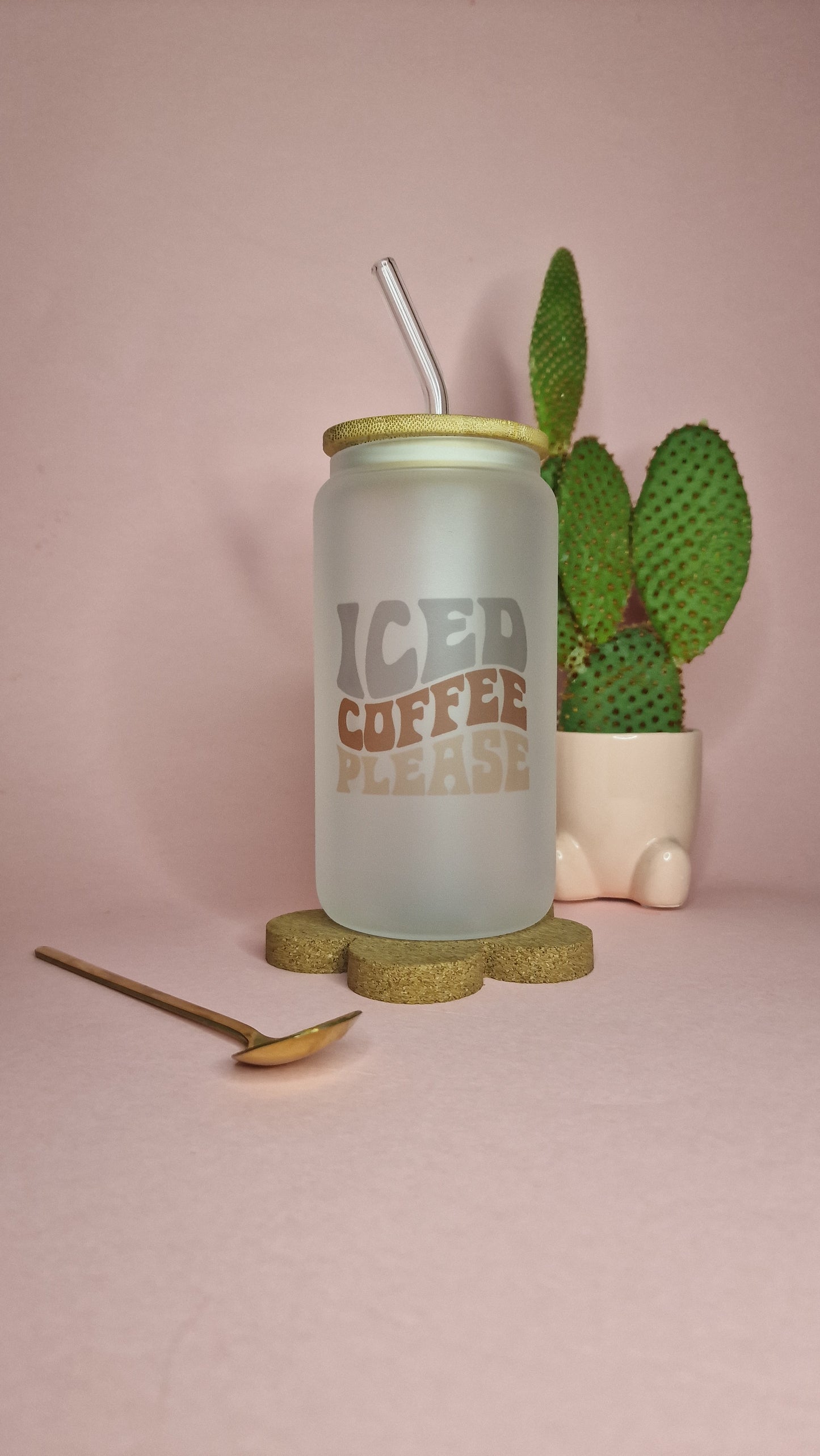 Iced Coffee Please Unisex Glass | 16oz Glass Can Tumbler