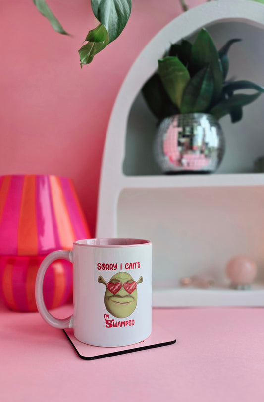 Shrek Inspired Handrawn Ceramic Pink Mug