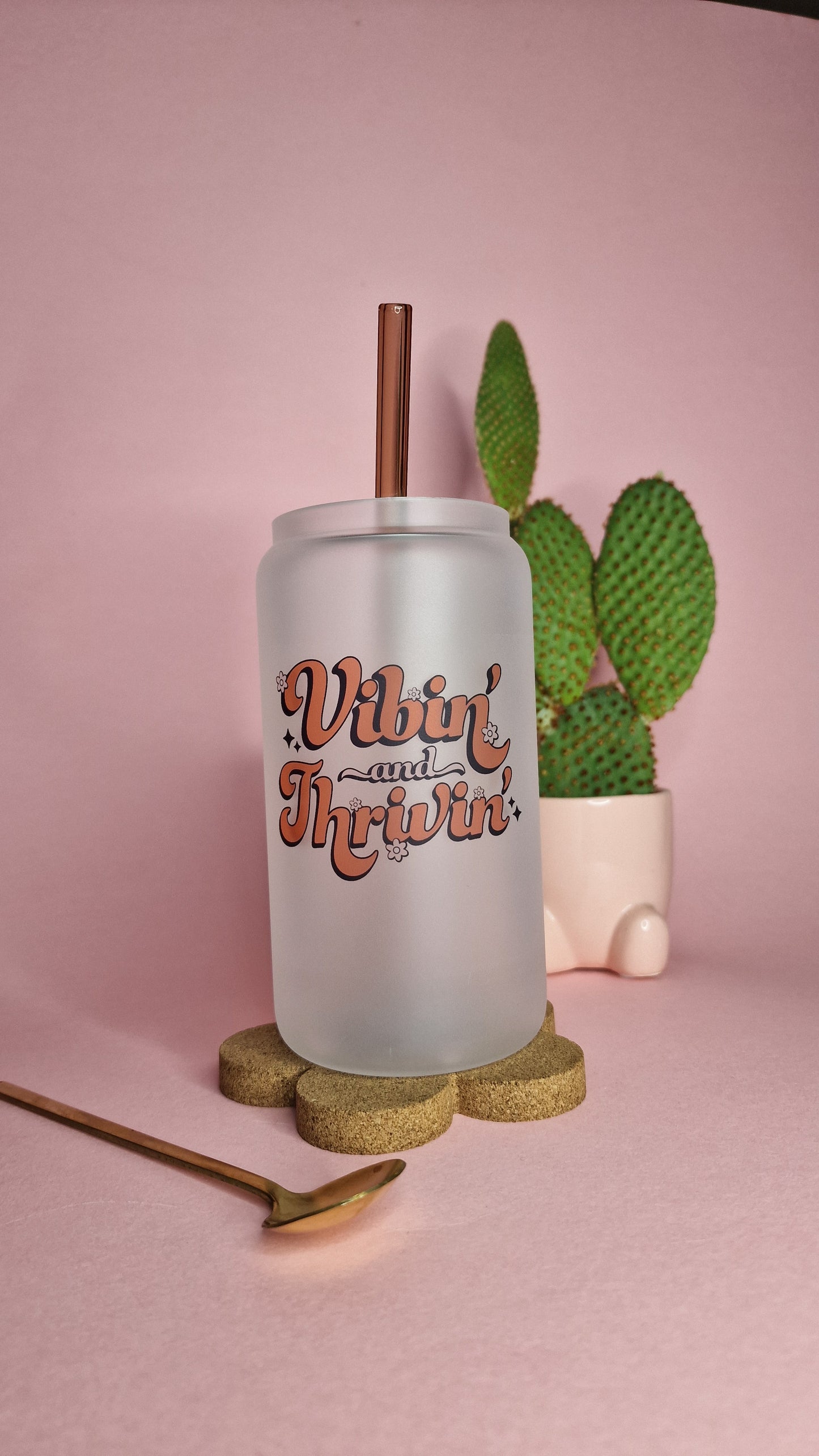 Vibing & Thriving | 16oz Glass Can Tumbler