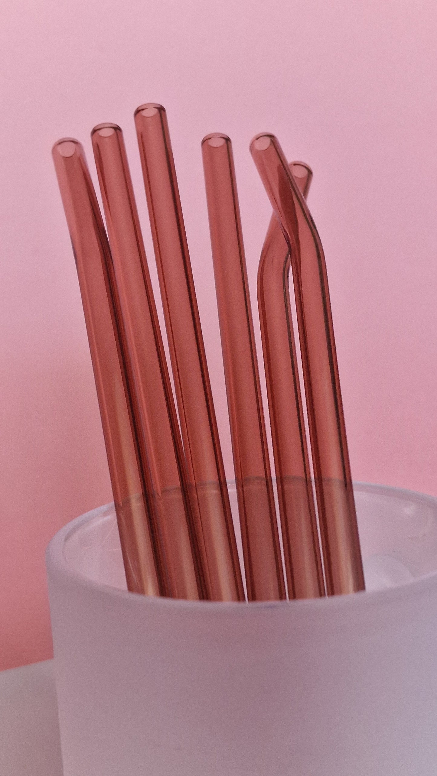 Dusky Pink Glass Straws