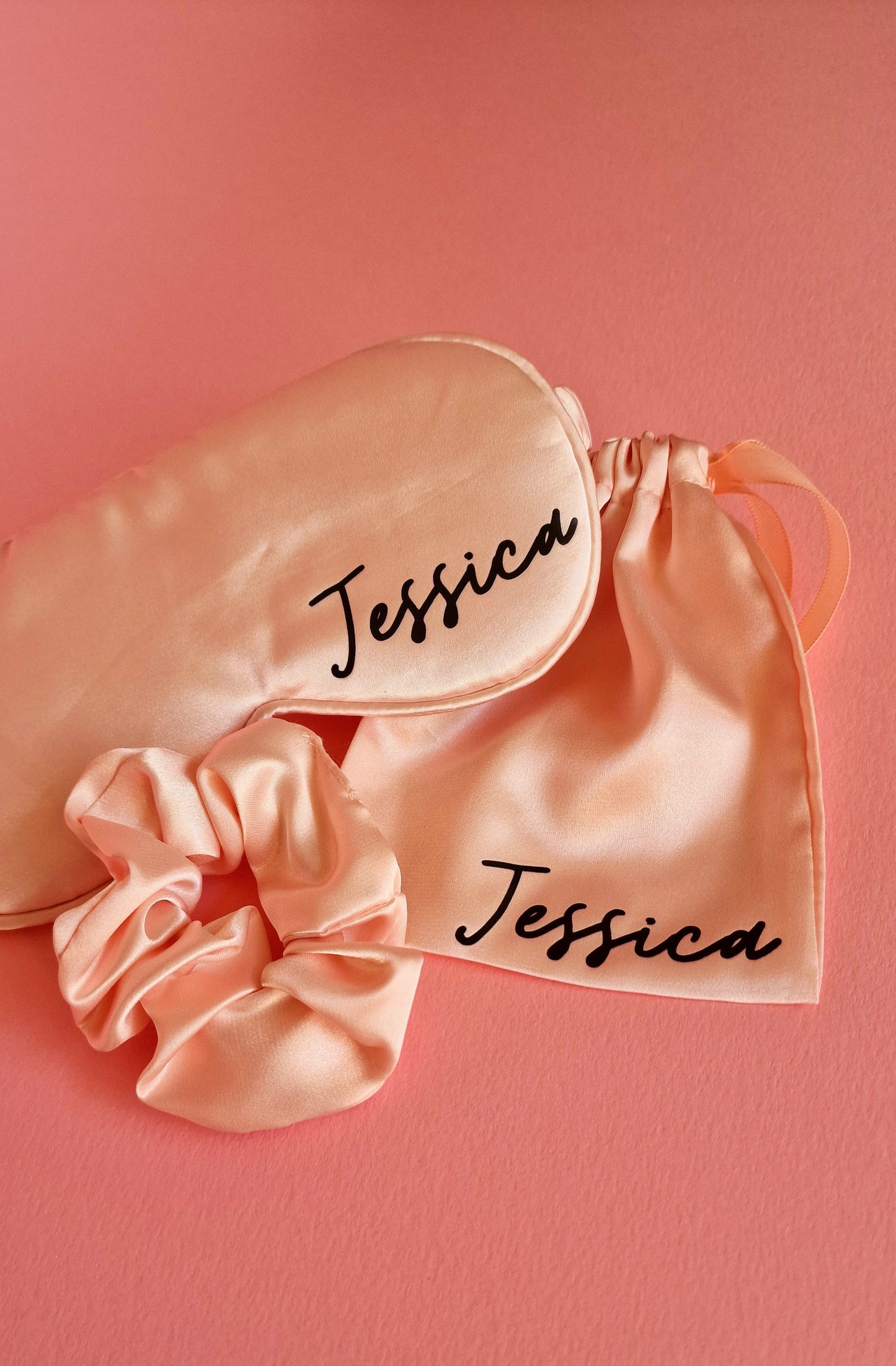 Personalised Satin Sleepmask With Matching Scrunchie & Satin Pouch