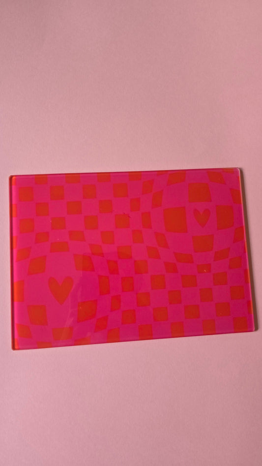 *sale* pink check chopping board