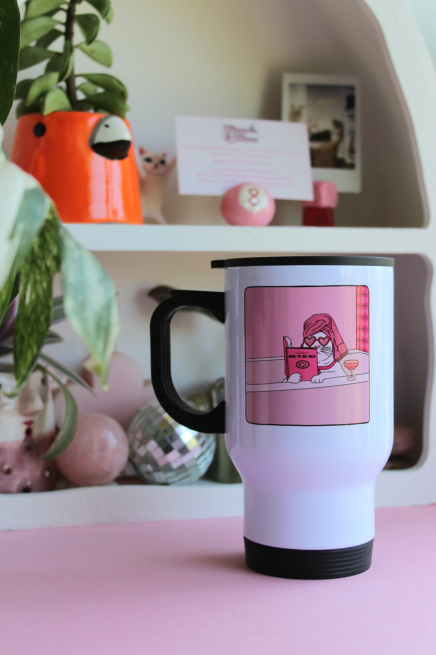 Funny Cat How To Get Rich Travel Mug