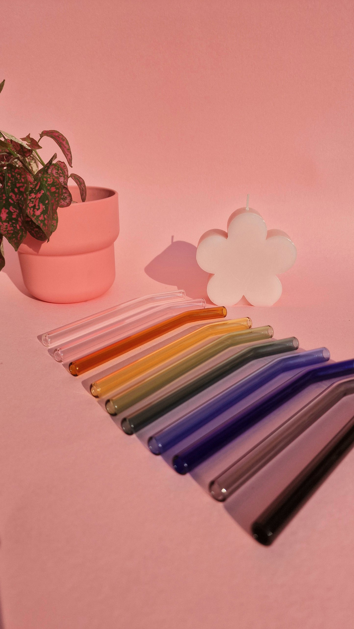 Chunky Short Glass Reusable Straws Rainbow Sustainable Glass Straws