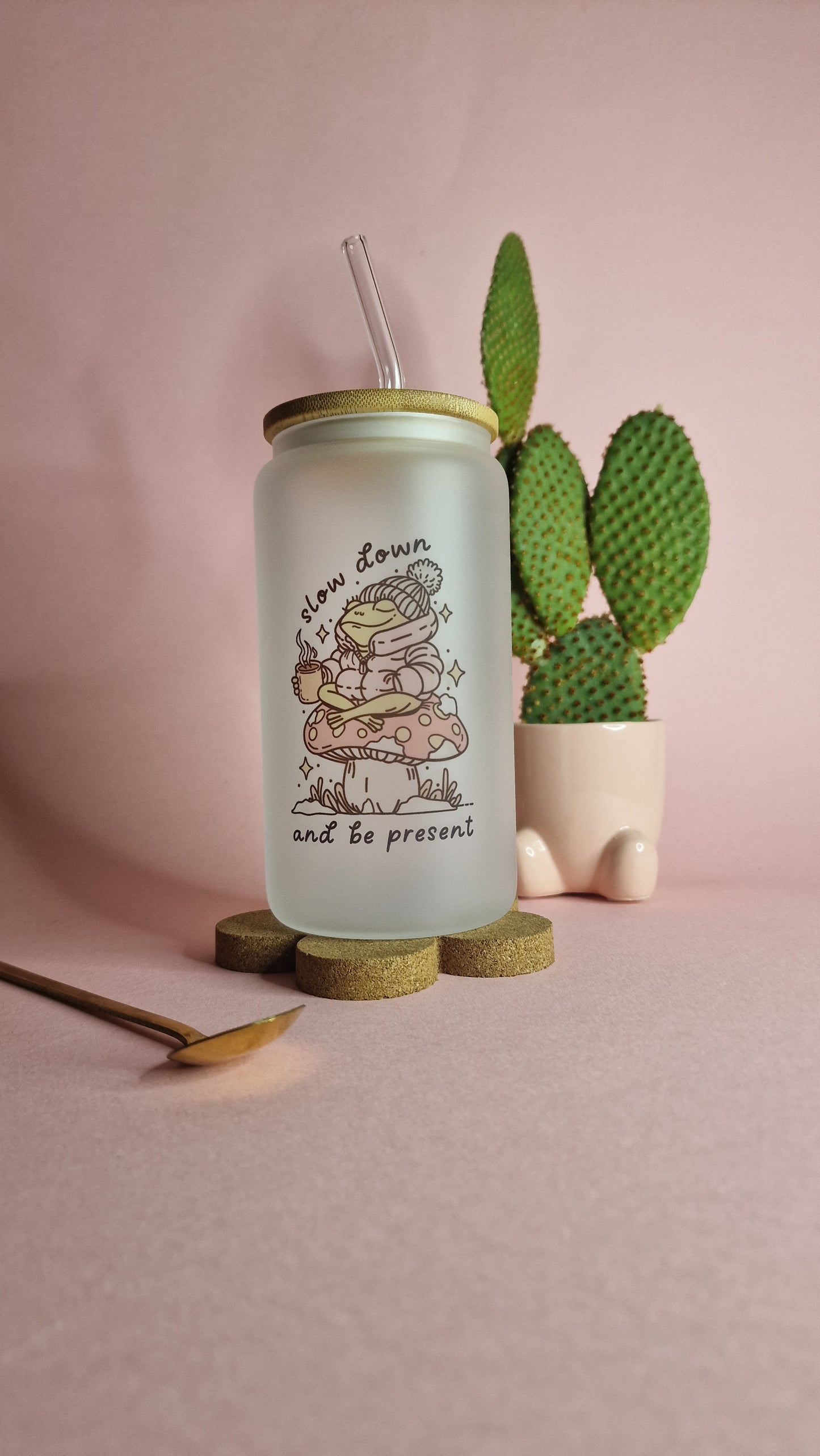 Slow Down Frog | 16oz Glass Can Tumbler