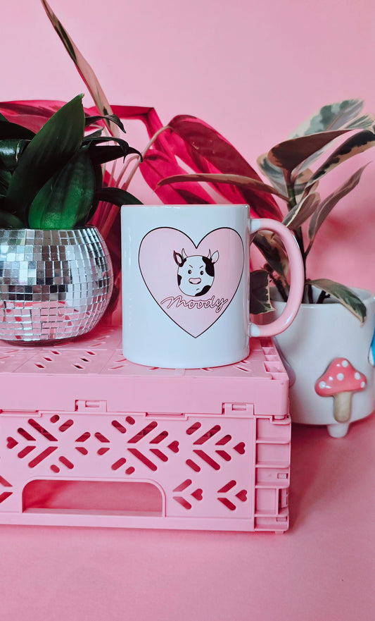 Moody Cow Ceramic Pink Mug