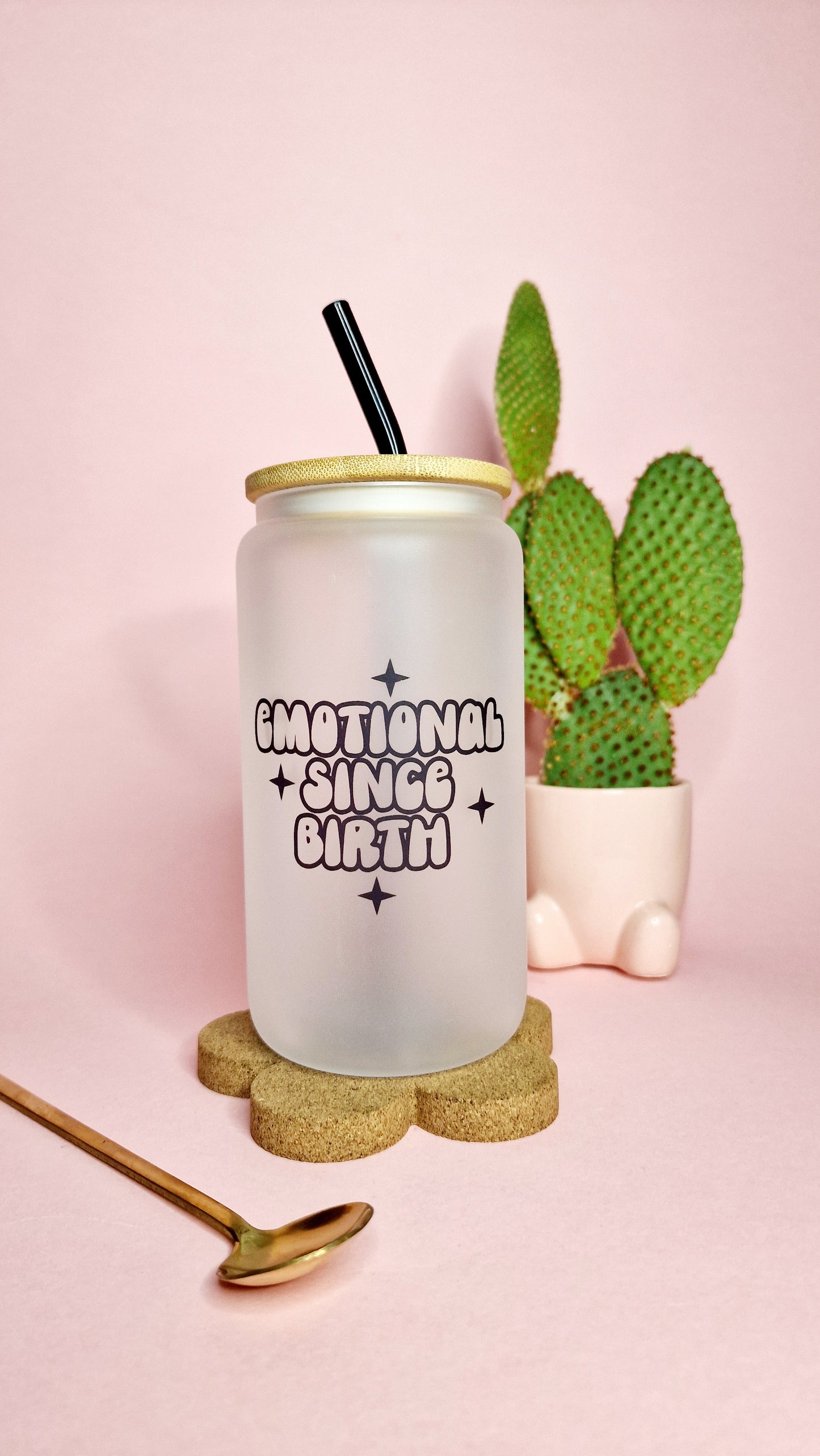 Emotional Since Birth | 16oz Glass Can Tumbler