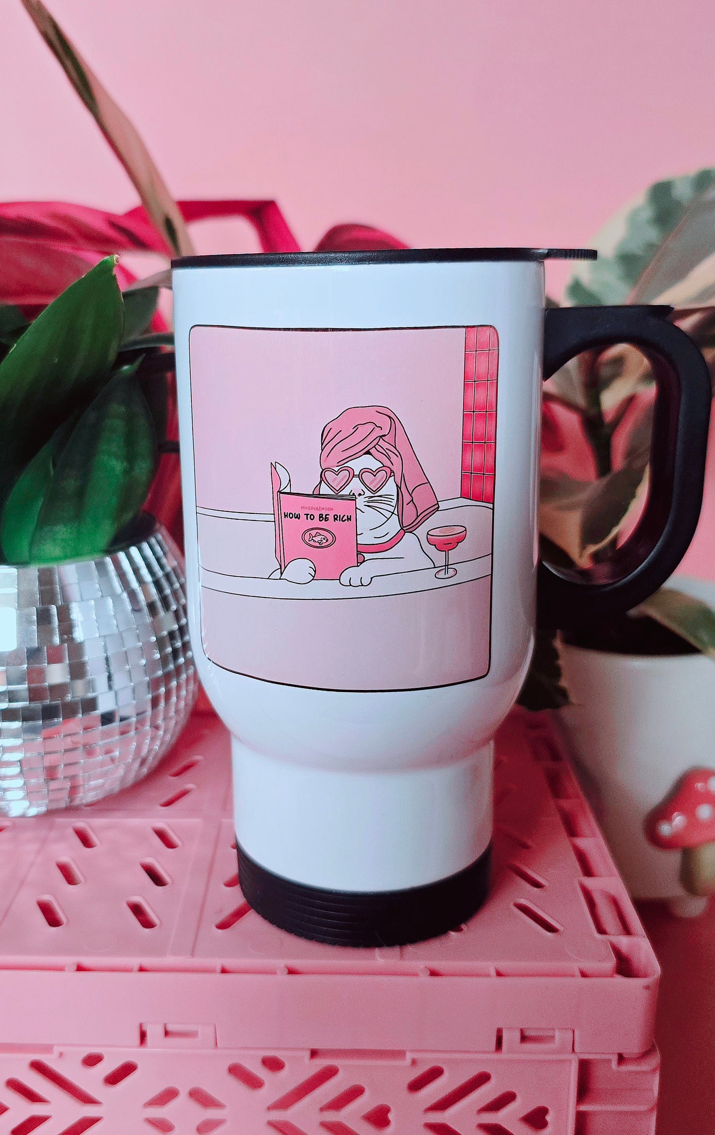 Funny Cat How To Get Rich Travel Mug