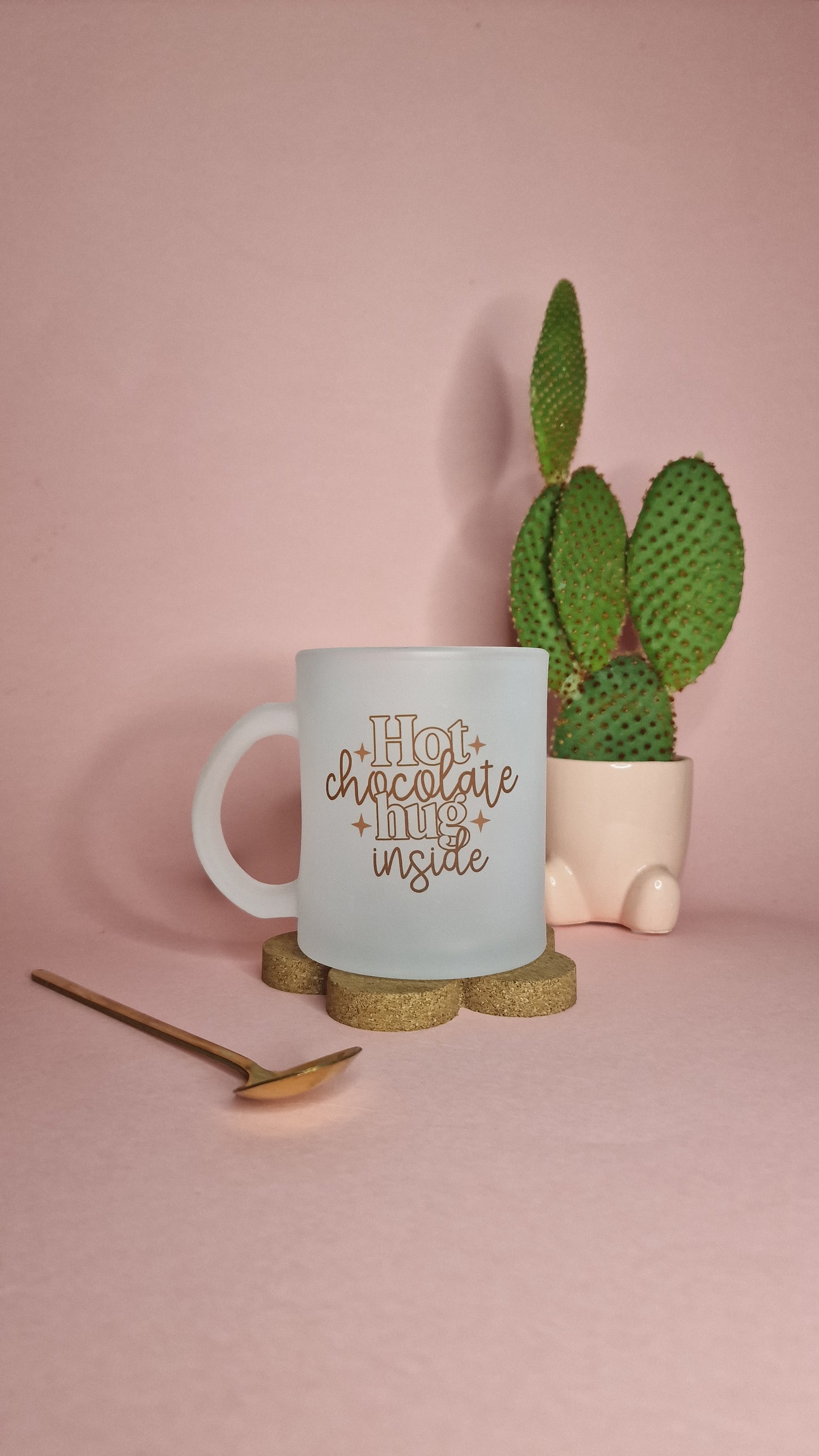 Hot Chocolate Hug Mug | 10oz Frosted Glass Mugs