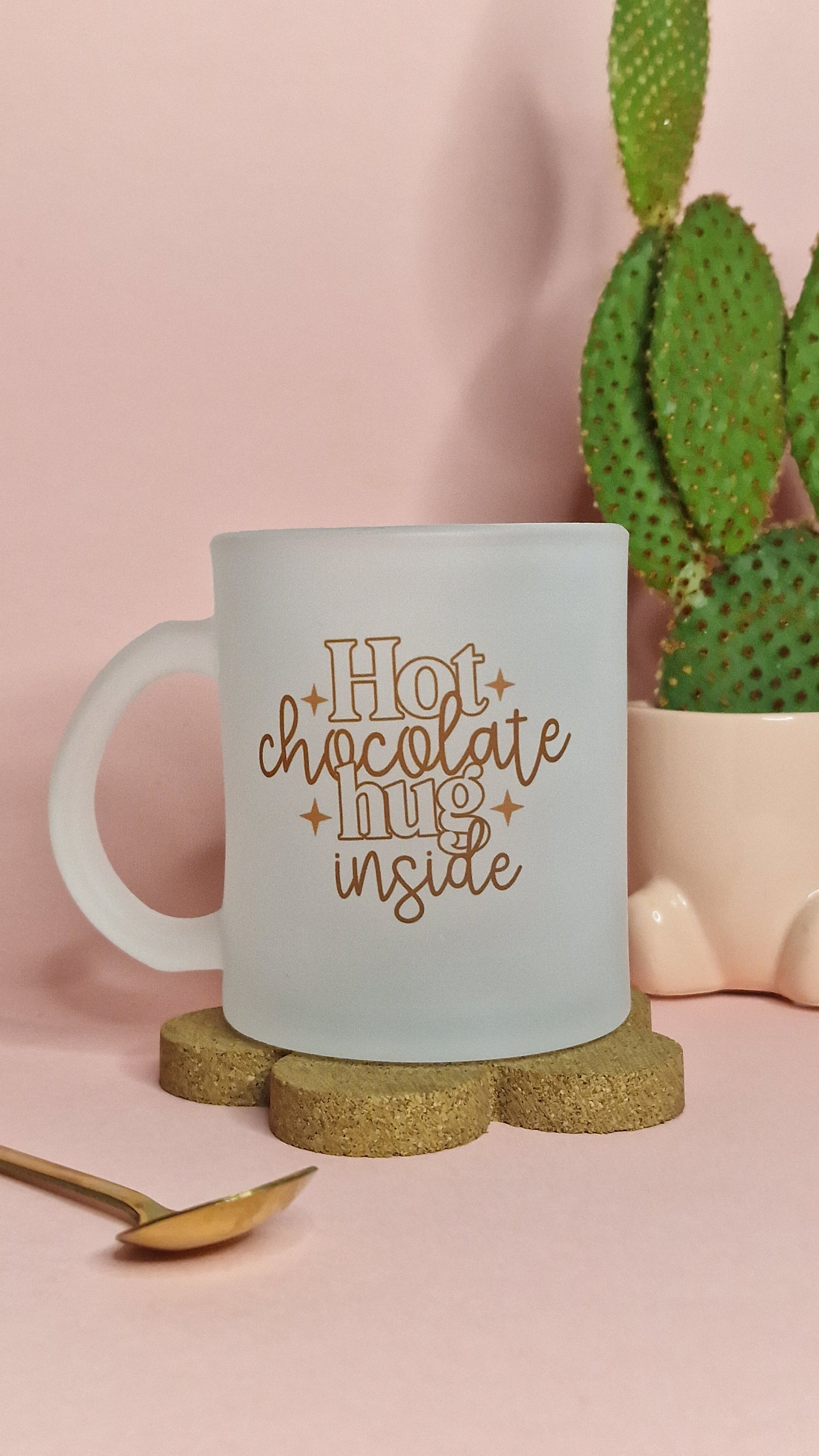 Hot Chocolate Hug Mug | 10oz Frosted Glass Mugs