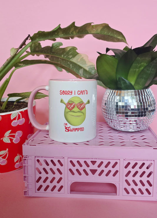 Shrek Inspired Handrawn Ceramic Pink Mug