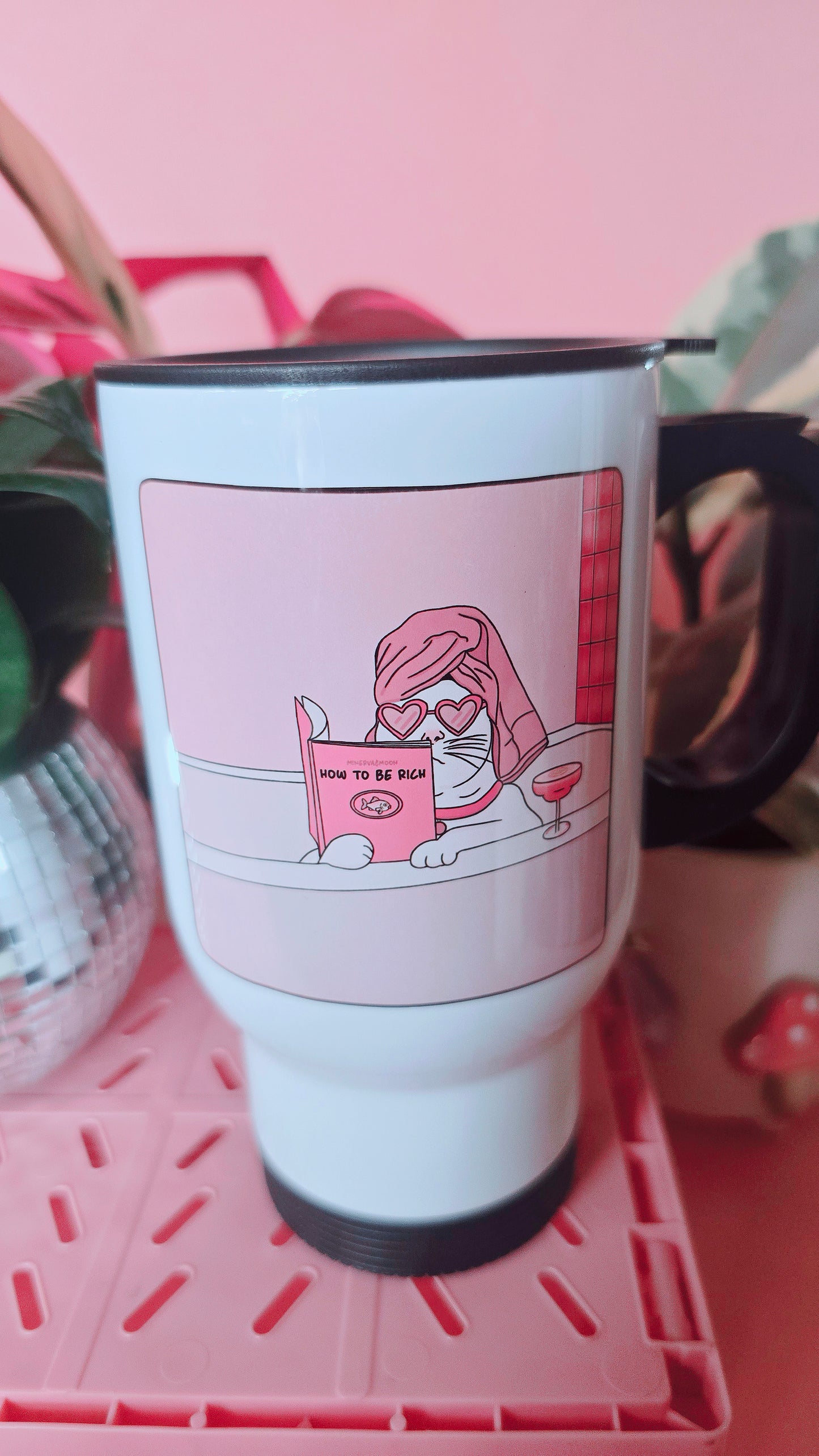 Funny Cat How To Get Rich Travel Mug