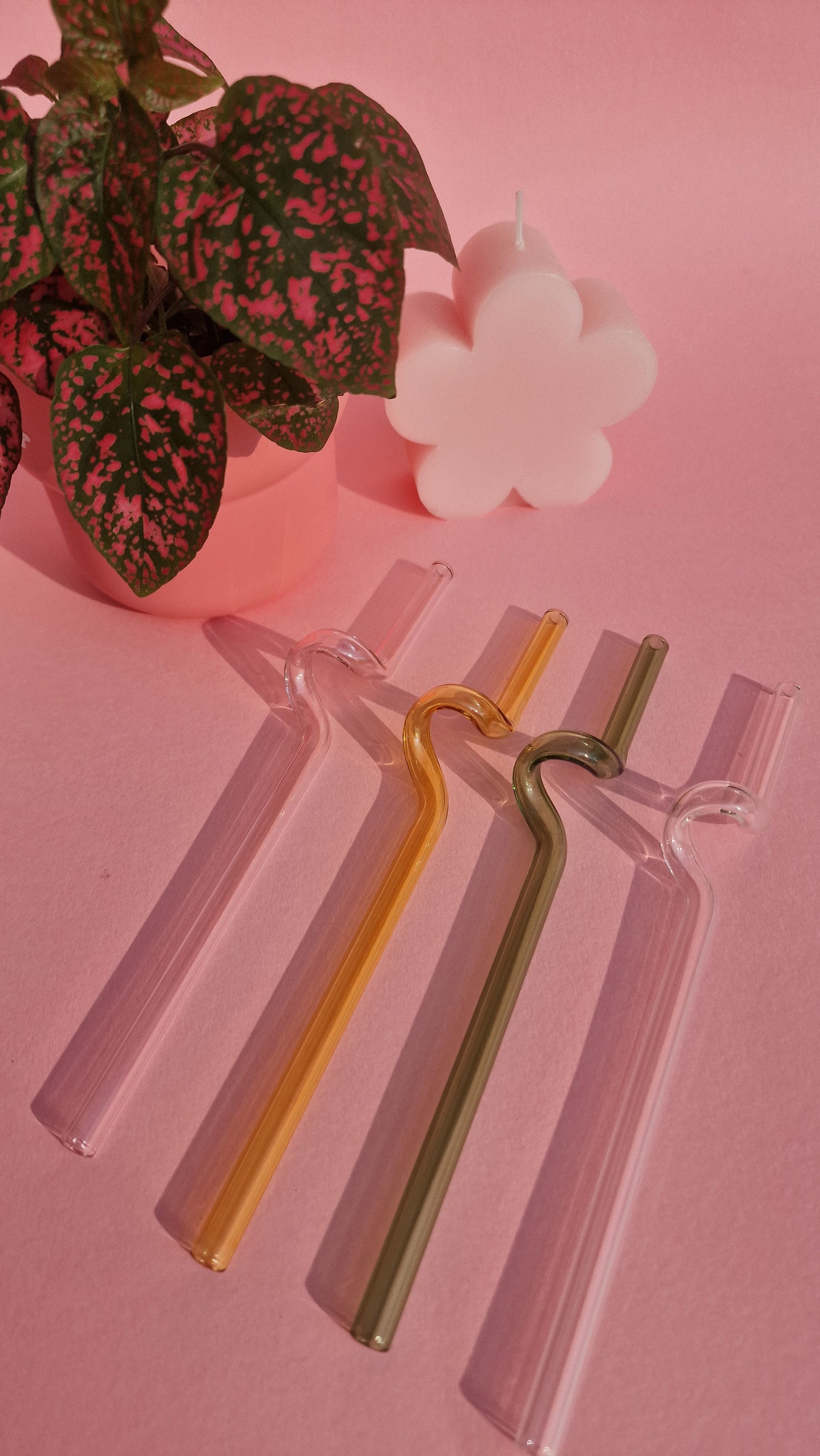 Swirly Pastel Glass Straws Coloured Glass Straws